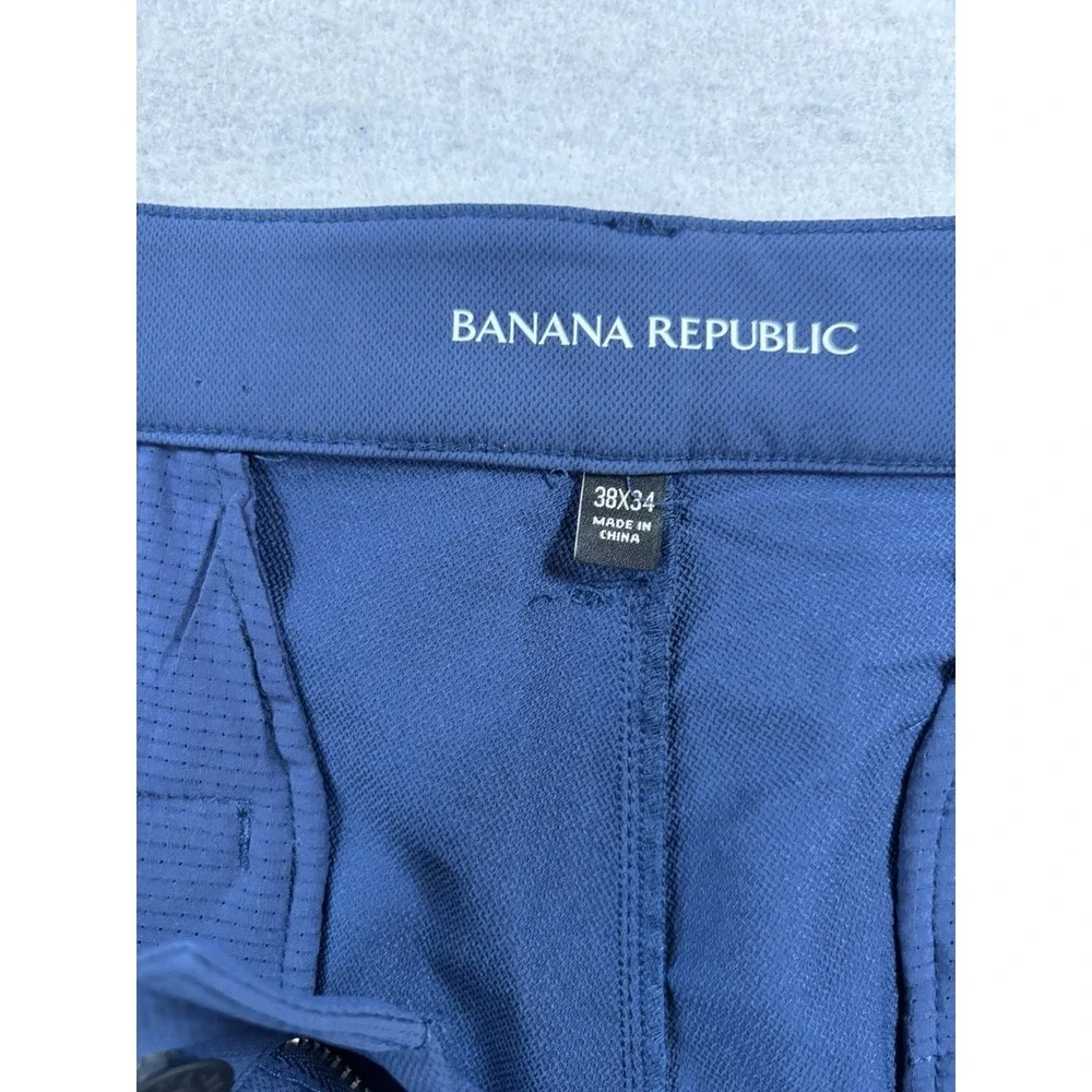 Banana Republic Men's 38x32 Navy Blue Stretch Polyester Pants Golf Casual Active